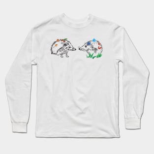 Cute Hedgehogs Drawing Long Sleeve T-Shirt